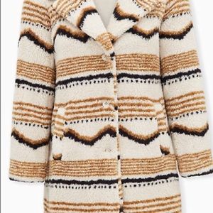 NWT Torrid ivory faux fur ikat coat
